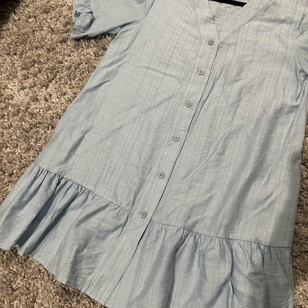 Light Blue Ruffle-Hem Dress - Picture 2 of 7
